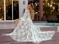 Fashion  New Wave Lace Lace Loose Sunscreen Beach Cardigan Long Skirt Holiday Wear Swimsuit Outside Smock Nihaowholesale Wholesale sku image 1