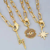 Necklace Thick Chain Necklace Rainbow Pendant Necklace Colorful Zircon Hiphop Necklace Wholesale main image 1
