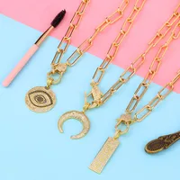 Necklace Thick Chain Necklace Rainbow Pendant Necklace Colorful Zircon Hiphop Necklace Wholesale main image 5