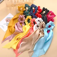 Knotted Ribbon Hair Scrunchies Satin Large Intestine Circle  Silky Scarf Hair Tie Lady Ponytail Wholesale Nihaowholesale main image 1