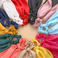 Knotted Ribbon Hair Scrunchies Satin Large Intestine Circle  Silky Scarf Hair Tie Lady Ponytail Wholesale Nihaowholesale main image 2