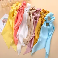 Knotted Ribbon Hair Scrunchies Satin Large Intestine Circle  Silky Scarf Hair Tie Lady Ponytail Wholesale Nihaowholesale main image 3
