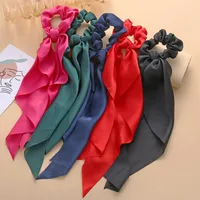 Knotted Ribbon Hair Scrunchies Satin Large Intestine Circle  Silky Scarf Hair Tie Lady Ponytail Wholesale Nihaowholesale main image 4