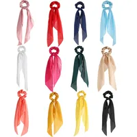 Knotted Ribbon Hair Scrunchies Satin Large Intestine Circle  Silky Scarf Hair Tie Lady Ponytail Wholesale Nihaowholesale main image 5