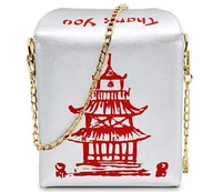 Fashion Simple  Pu Chain Messenger Bag Personality Red Iron Tower Printing Shoulder Bag main image 3