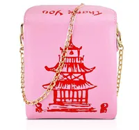Fashion Simple  Pu Chain Messenger Bag Personality Red Iron Tower Printing Shoulder Bag main image 5