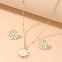 Fashion Jewelry Cute And Sweet Dripping Flower Necklace Wild Small Daisy Earring Set Wholesale Nihaowholesale main image 1