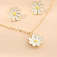 Fashion Jewelry Cute And Sweet Dripping Flower Necklace Wild Small Daisy Earring Set Wholesale Nihaowholesale main image 2