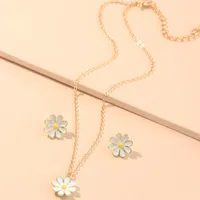 Fashion Jewelry Cute And Sweet Dripping Flower Necklace Wild Small Daisy Earring Set Wholesale Nihaowholesale main image 3