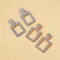 New Earrings Style Fashion Exaggerated Earrings Temperament Flash Diamond Geometric Square Earrings Diamond Wholesale Nihaowholesale main image 2