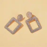 New Earrings Style Fashion Exaggerated Earrings Temperament Flash Diamond Geometric Square Earrings Diamond Wholesale Nihaowholesale main image 3