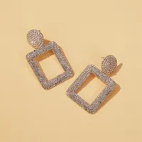 New Earrings Style Fashion Exaggerated Earrings Temperament Flash Diamond Geometric Square Earrings Diamond Wholesale Nihaowholesale main image 4