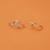 New Fashion Simple  Temperament Hollow Love Ear Clips Without Pierced Earrings Sweet Heart-shaped Ear Bone Clip Earrings Nihaowholesale Wholesale main image 2