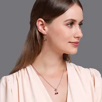 New Necklace Fashion Temperament Pomegranate Red Cherry Necklace Simple Wild Crystal Earrings Pendant Necklace Wholesale Nihaowholesale main image 5