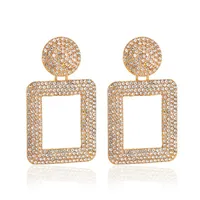 New Earrings Style Fashion Exaggerated Earrings Temperament Flash Diamond Geometric Square Earrings Diamond Wholesale Nihaowholesale sku image 1