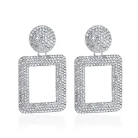 New Earrings Style Fashion Exaggerated Earrings Temperament Flash Diamond Geometric Square Earrings Diamond Wholesale Nihaowholesale sku image 2