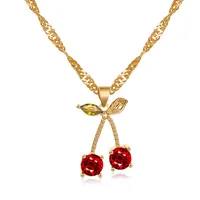 New Necklace Fashion Temperament Pomegranate Red Cherry Necklace Simple Wild Crystal Earrings Pendant Necklace Wholesale Nihaowholesale sku image 1