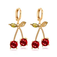 New Necklace Fashion Temperament Pomegranate Red Cherry Necklace Simple Wild Crystal Earrings Pendant Necklace Wholesale Nihaowholesale sku image 2