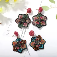 Retro Flower Cloth No Inlaid Earrings main image 2
