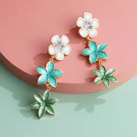 Fashion Retro Lilac Oil Drop Flower Earrings Three Earrings Personalized Earrings Wholesale Nihaowholesale main image 1