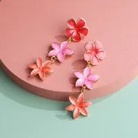 Fashion Retro Lilac Oil Drop Flower Earrings Three Earrings Personalized Earrings Wholesale Nihaowholesale main image 2