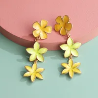 Fashion Retro Lilac Oil Drop Flower Earrings Three Earrings Personalized Earrings Wholesale Nihaowholesale main image 4