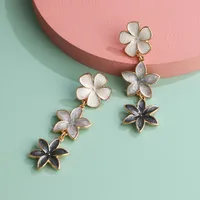 Fashion Retro Lilac Oil Drop Flower Earrings Three Earrings Personalized Earrings Wholesale Nihaowholesale main image 5
