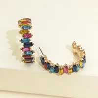 Fashion Exaggerated Acrylic Diamond Geometric C-shaped Full Diamond Earrings Women Retro Generous Temperament Earring Wholesale Nihaowholesale main image 1