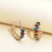 Fashion Exaggerated Acrylic Diamond Geometric C-shaped Full Diamond Earrings Women Retro Generous Temperament Earring Wholesale Nihaowholesale main image 2