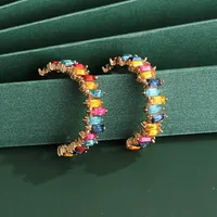 Fashion Exaggerated Acrylic Diamond Geometric C-shaped Full Diamond Earrings Women Retro Generous Temperament Earring Wholesale Nihaowholesale main image 3