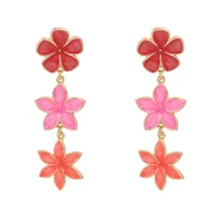 Fashion Retro Lilac Oil Drop Flower Earrings Three Earrings Personalized Earrings Wholesale Nihaowholesale sku image 1
