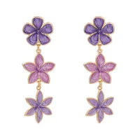 Fashion Retro Lilac Oil Drop Flower Earrings Three Earrings Personalized Earrings Wholesale Nihaowholesale sku image 3