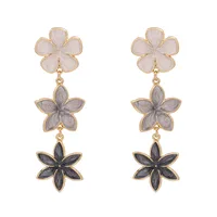 Fashion Retro Lilac Oil Drop Flower Earrings Three Earrings Personalized Earrings Wholesale Nihaowholesale sku image 4