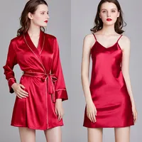 New Pajamas Summer Sexy Silk Thin Section Suspender Dress Nightdress Ladies Nightgown Morning Robe Bathrobe Home Service Wholesale Nihaowholesale main image 1