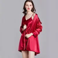 New Pajamas Summer Sexy Silk Thin Section Suspender Dress Nightdress Ladies Nightgown Morning Robe Bathrobe Home Service Wholesale Nihaowholesale main image 3