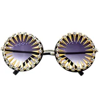 New Sunglasses Tide Retro Round Harajuku Style  Rhinestone Round Sunglasses Frog Glasses Wholesale Nihaowholesale main image 2