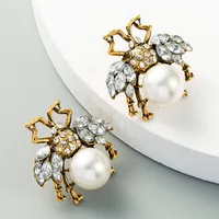 Retro Insect Diamond Alloy Artificial Gemstones Earrings main image 2