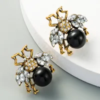 Retro Insect Diamond Alloy Artificial Gemstones Earrings main image 3