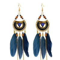 Ethnic Style Earrings Triangle Feather Earrings Jewelry Tassel Earrings Wholesale Nihaowholesale main image 1