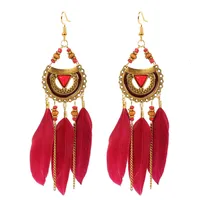 Ethnic Style Earrings Triangle Feather Earrings Jewelry Tassel Earrings Wholesale Nihaowholesale main image 4