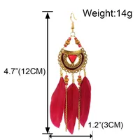 Ethnic Style Earrings Triangle Feather Earrings Jewelry Tassel Earrings Wholesale Nihaowholesale main image 5