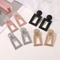 New Style Earrings Geometric Pendant Earrings Square Grain Metal Earrings Hollow Trapezoidal Earrings Wholesale Nihaowholesale main image 1