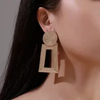 New Style Earrings Geometric Pendant Earrings Square Grain Metal Earrings Hollow Trapezoidal Earrings Wholesale Nihaowholesale main image 2