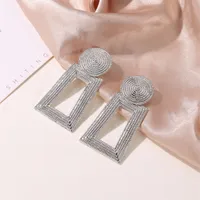 New Style Earrings Geometric Pendant Earrings Square Grain Metal Earrings Hollow Trapezoidal Earrings Wholesale Nihaowholesale main image 3
