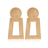 New Style Earrings Geometric Pendant Earrings Square Grain Metal Earrings Hollow Trapezoidal Earrings Wholesale Nihaowholesale sku image 1