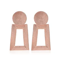 New Style Earrings Geometric Pendant Earrings Square Grain Metal Earrings Hollow Trapezoidal Earrings Wholesale Nihaowholesale sku image 3