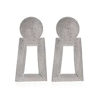New Style Earrings Geometric Pendant Earrings Square Grain Metal Earrings Hollow Trapezoidal Earrings Wholesale Nihaowholesale sku image 2