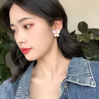 Korean Colorful Flower Earrings New Simple Super Fairy Earrings Sweet Girl Earrings Wholesale Nihaowholesale main image 2