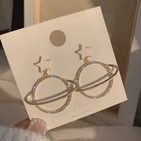 Korean Fashion  Rhinestone Planet Earrings Drop Oil Earrings Femininity Wholesale Nihaowholesale main image 1