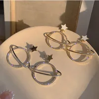 Korean Fashion  Rhinestone Planet Earrings Drop Oil Earrings Femininity Wholesale Nihaowholesale main image 2